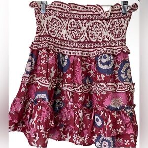 Jennifer Grace High Smocked Waist Skirt Floral Pattern sz Large